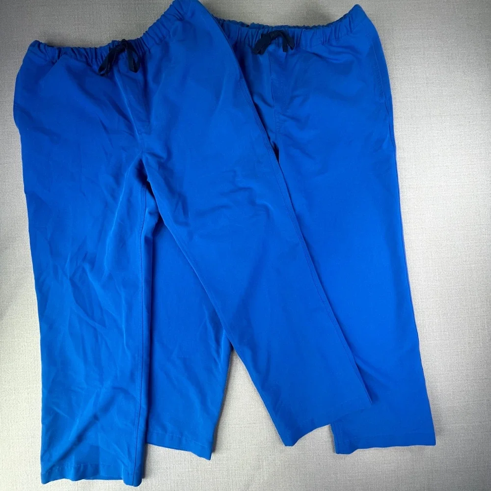 2 Pairs of FIGS Pisco Scrub Pants Mens Medium Blue Basic Straight Leg Drawstring